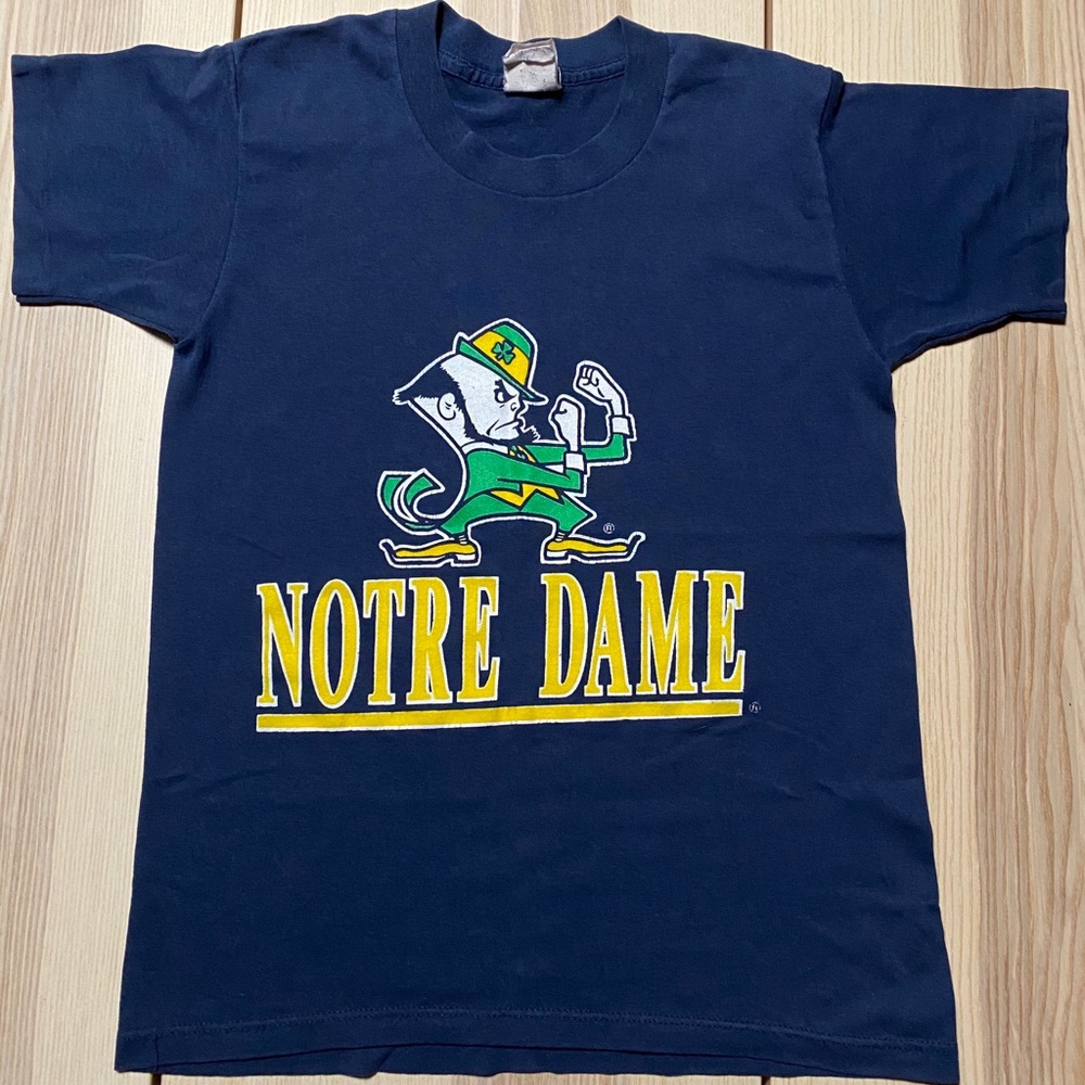 Vintage 80s Notre Dame Big Logo Competitor Kids L